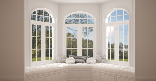 A bay window in a residential home.